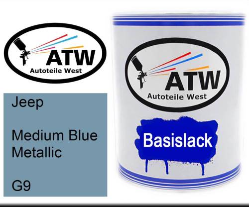 Jeep, Medium Blue Metallic, G9: 1L Lackdose, von ATW Autoteile West.